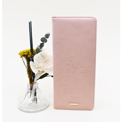 Happier To Give HTG Tract Holder Light Pink Mustard Floral Inside