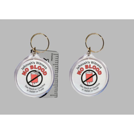 Plastic Round No Blood Keychain