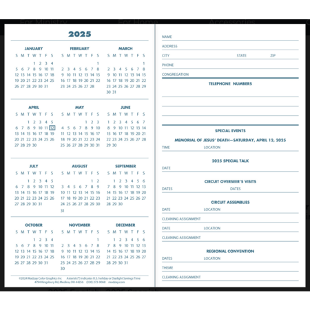 2025 Madzay Pocket Calendar