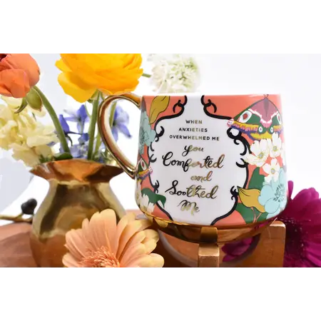 Gold Trim Floral Mug