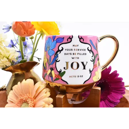 Gold Trim Floral Mug