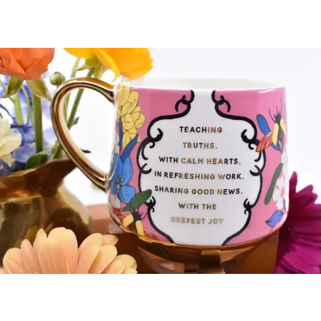 Gold Trim Floral Mug