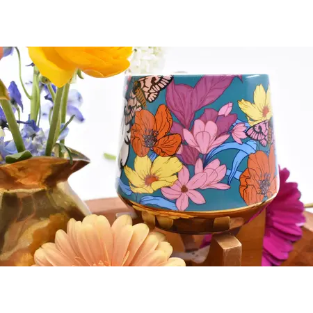 Gold Trim Floral Mug