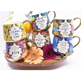 Gold Trim Floral Mugs