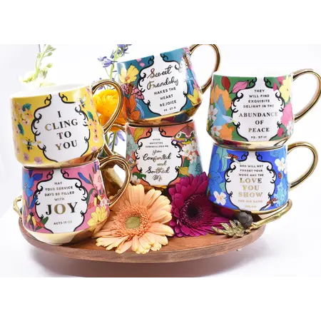 Gold Trim Floral Mug