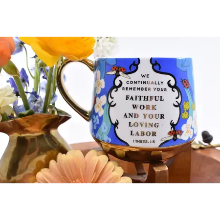 Gold Trim Floral Mug