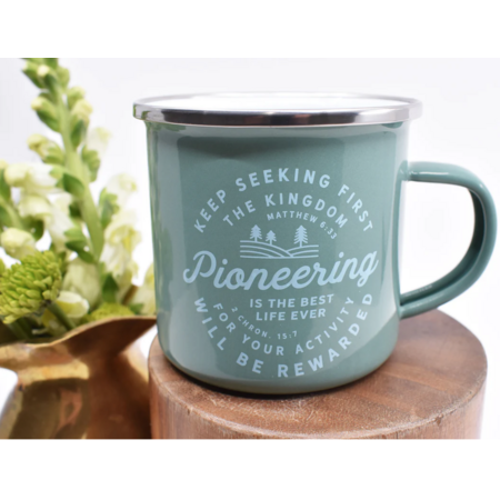 Happier To Give HTG Green Pioneering Enamel Mug