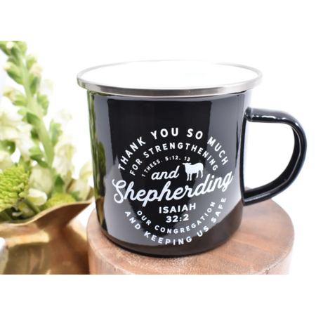 Happier To Give HTG Black Shepherding Enamel Mug