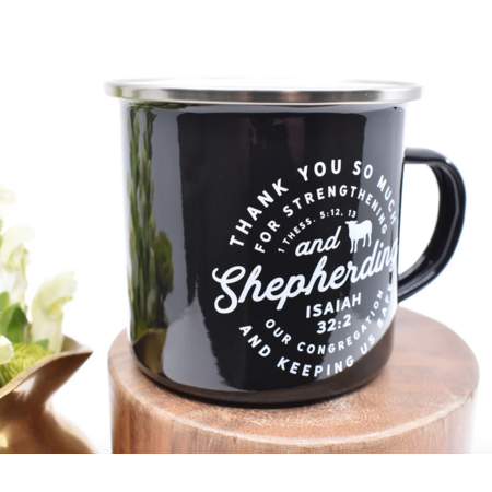 Happier To Give HTG Black Shepherding Enamel Mug