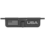 Bastion Bastion, American Flag, AR-15 Ejection Port Dust Cover, Black/White Finish, American Flag Laser Engraved On Open Side Only, Fits Standard 223/556/6.8/6.5