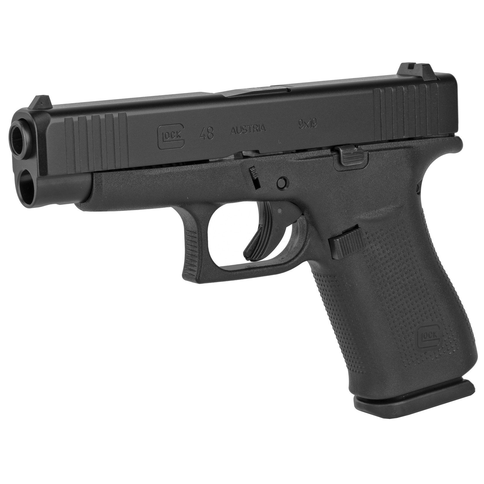 GLOCK Glock, 48, Semi-automatic, Striker Fired, Compact, 9MM, 4.17" Barrel, Polymer Frame, Black Finish, 10Rd, 2 Mags, Fixed Sights