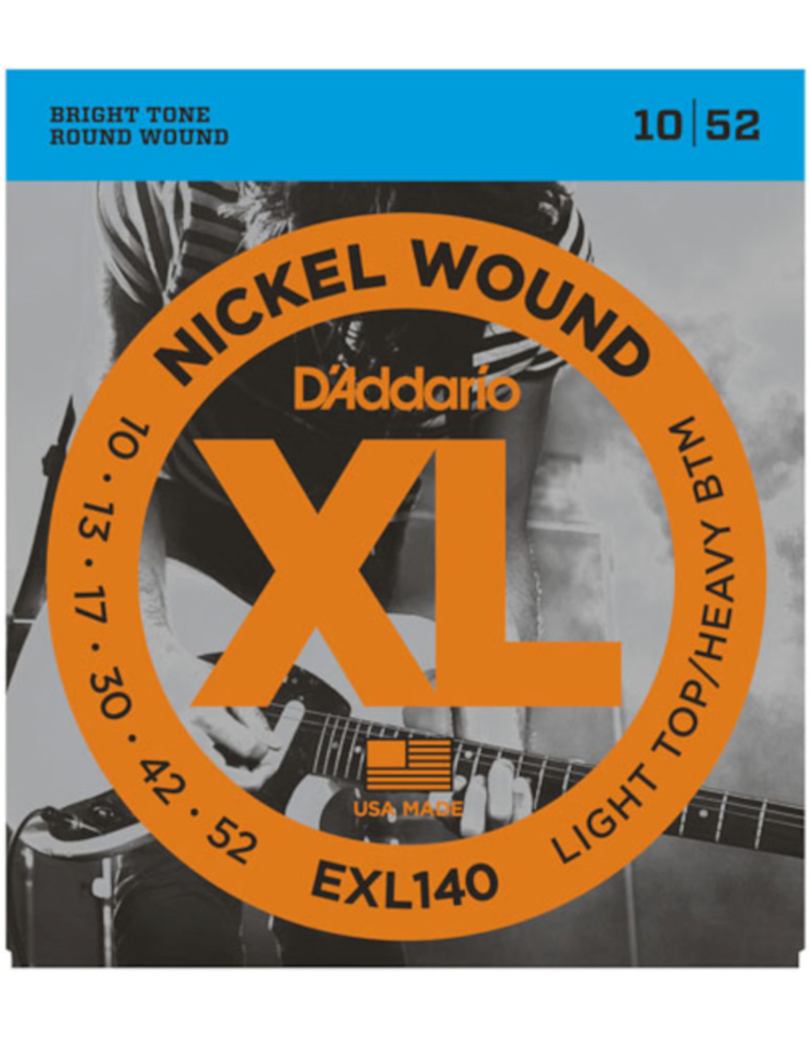 D'Addario D'Addario EXL140 Nickel Wound Light Top/Heavy Btm Electric Guitar Strings 10-52