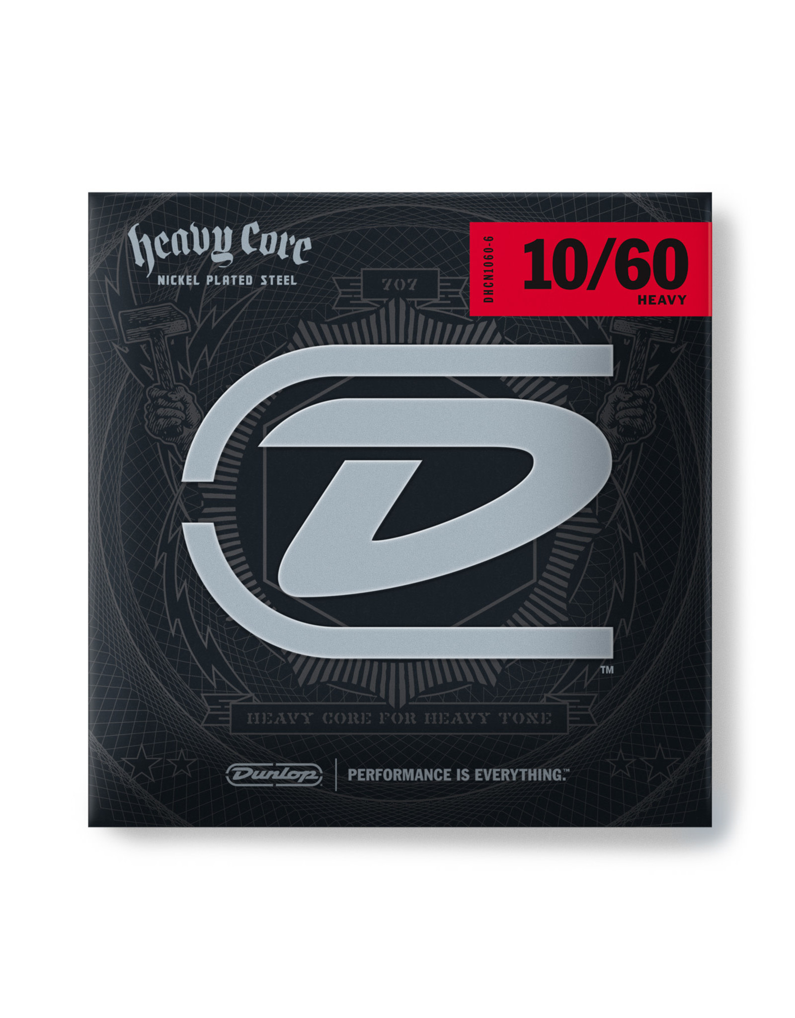 5 Confezioni Di Corde Dunlop DHCN1048 Heavy Core Nickel Plated Steel 10-48 Per Chitarra Elettrica