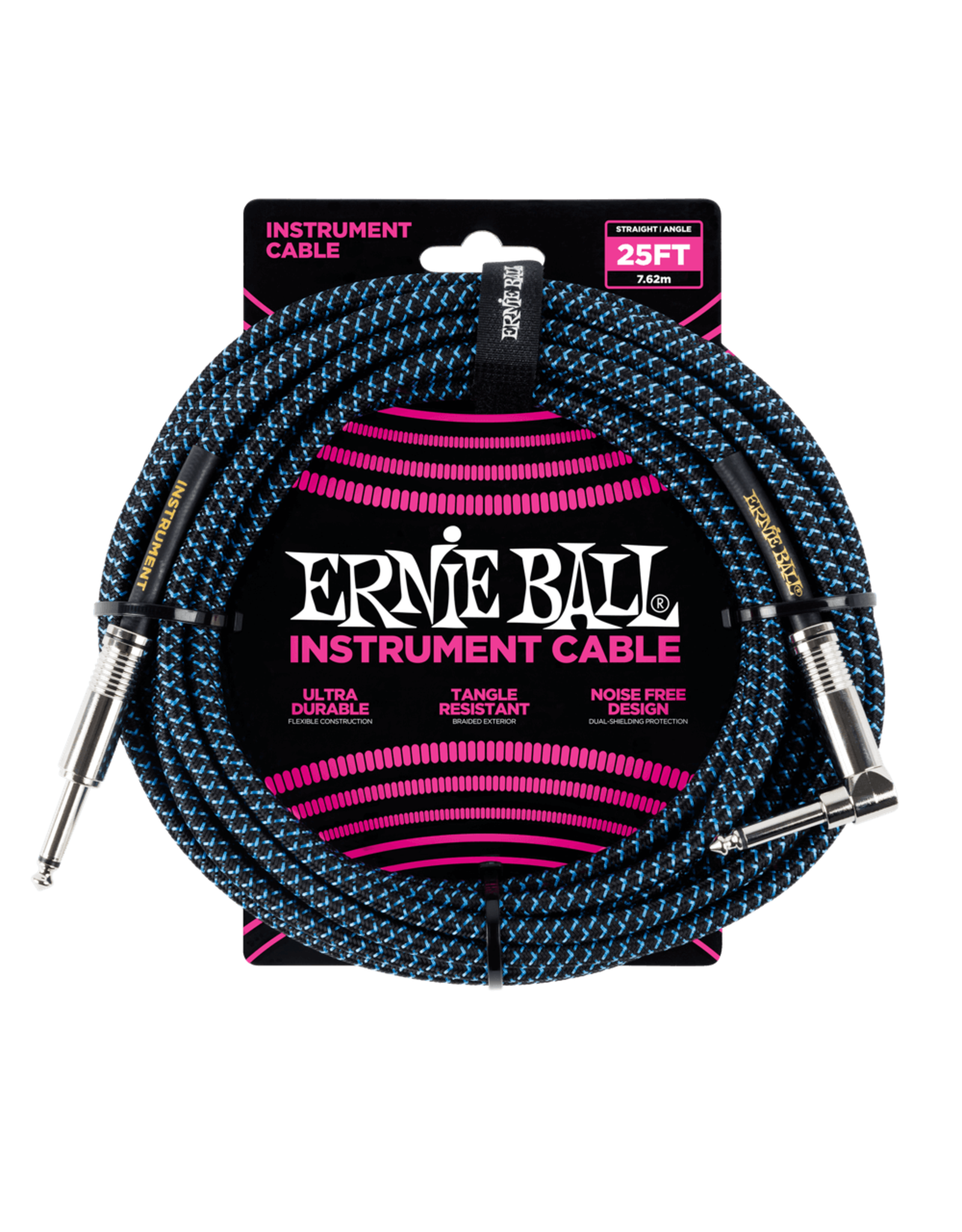 Ernie Ball Ernie Ball 6060 25' Straight/Angle Braided Black/Blue Cable