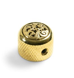 Q-Parts Q-Parts Knob With Vine Inlay Dome Gold