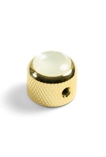 Q-Parts Q-Parts Knob With White Acrylic Pearl Inlay Dome Gold