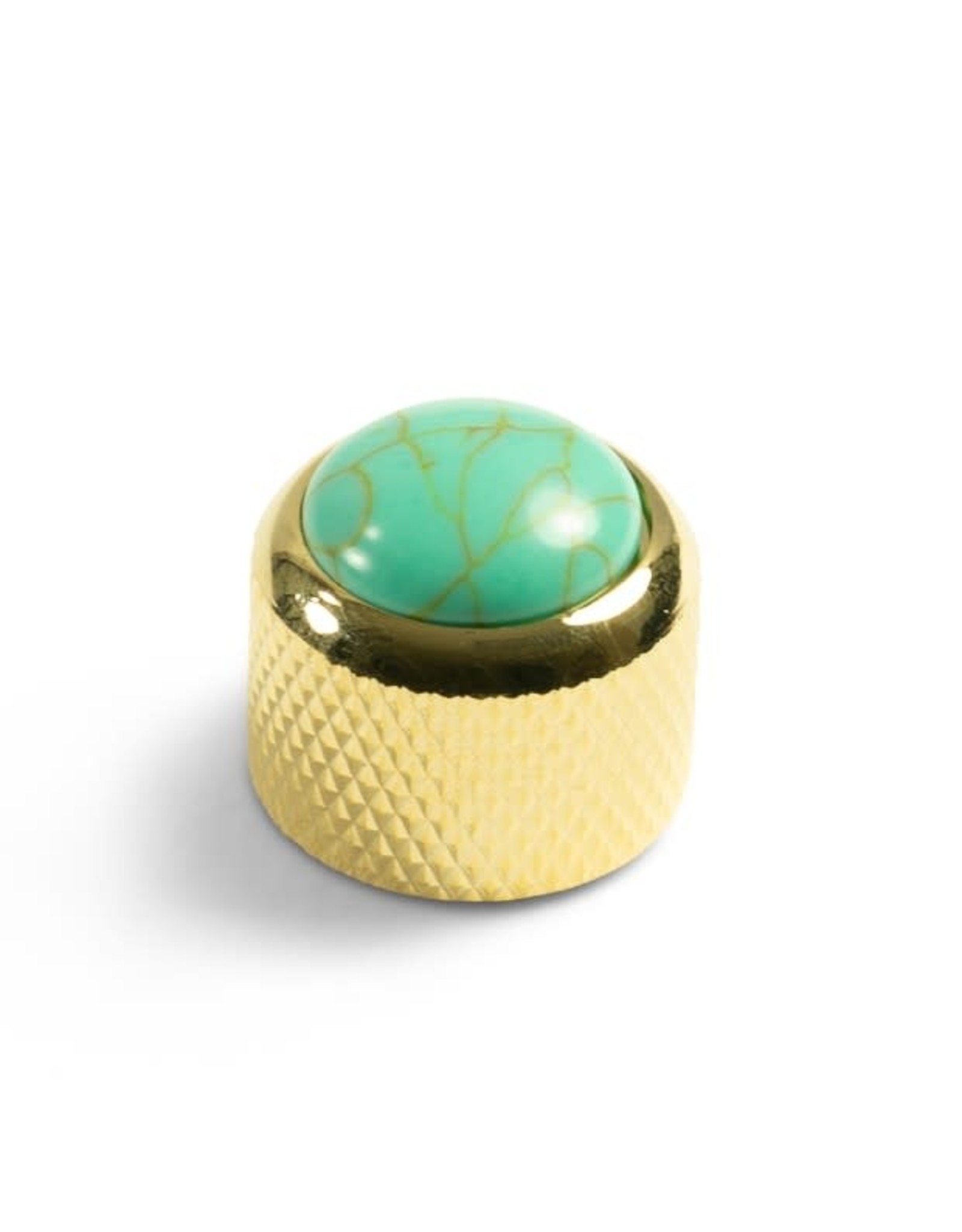 Q-Parts Q-Parts Knob With Turquoise Inlay Dome Gold