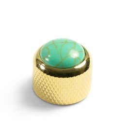 Q-Parts Q-Parts Knob With Turquoise Inlay Dome Gold