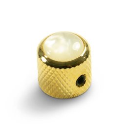 Q-Parts Q-Parts Knob With White Acrylic Pearl Inlay Mini Dome Gold