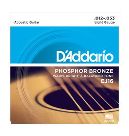 D'Addario D'Addario EJ16 Phosphor Bronze Acoustic Guitar Strings, Light, 12-53 3 Pack