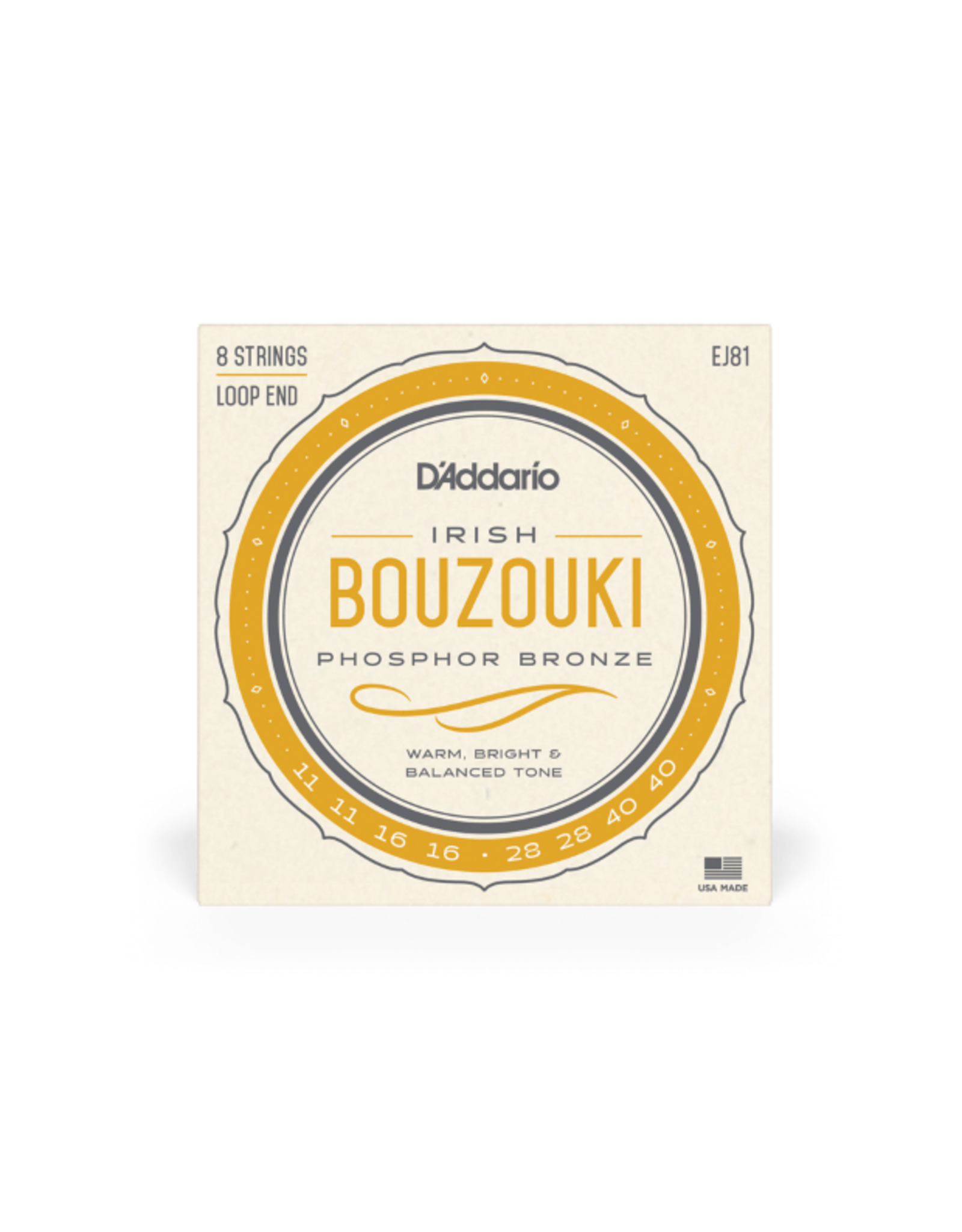 D'Addario EJ81 Irish Bouzouki, 8String, Phosphor Bronze 1140