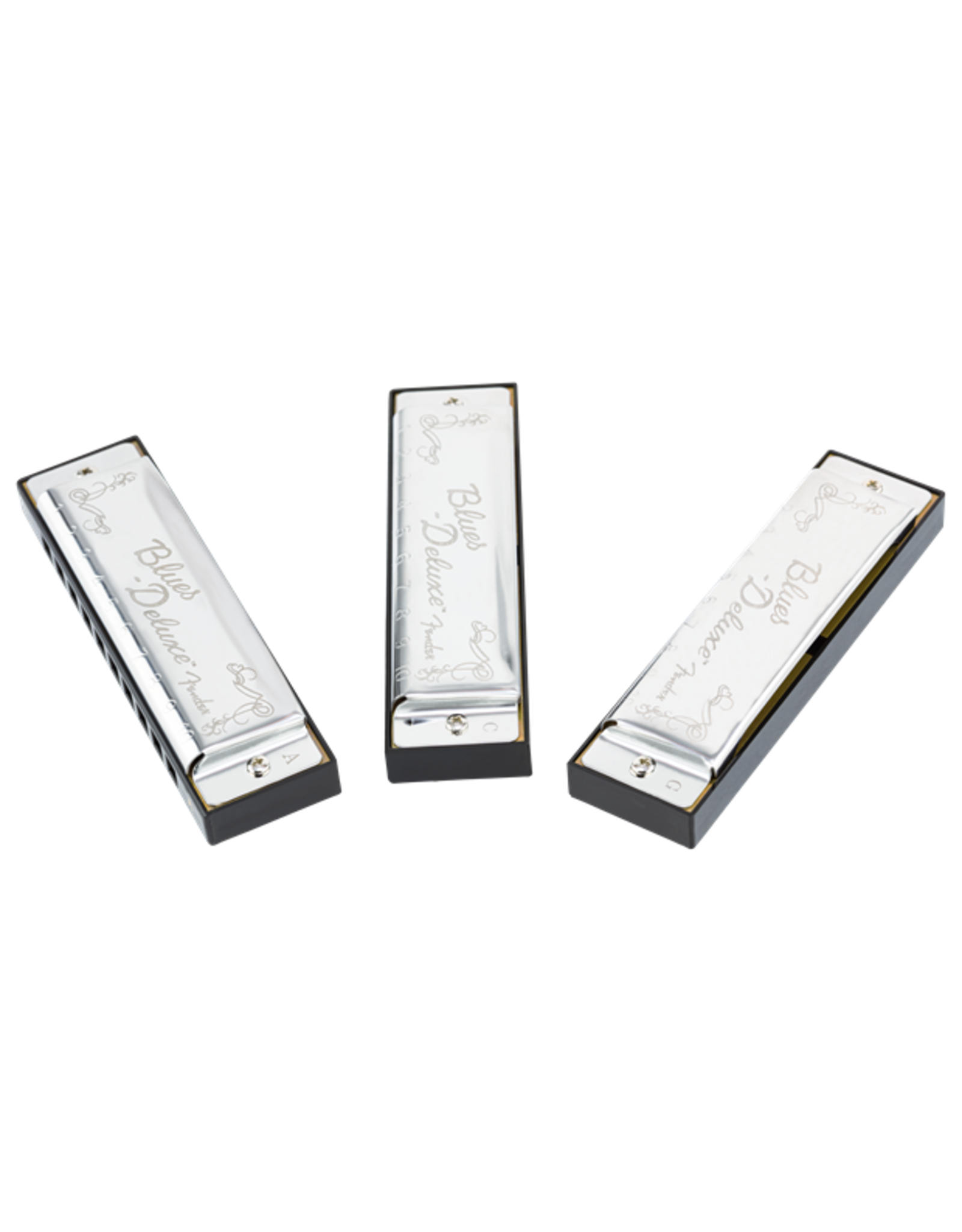 Fender Blues Deluxe Harmonica, Pack of 3, with Case Backwoods Guitar