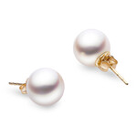 14k Yellow Gold 7mm A Quality Akoya Pearl Studs