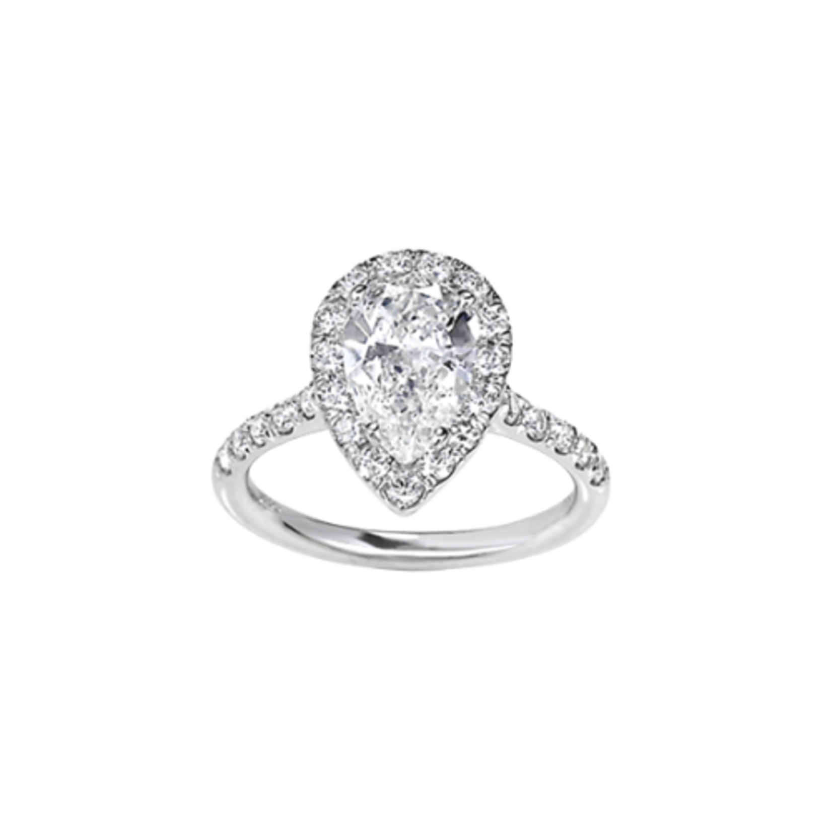 14k Pear Shaped Diamond Halo Engagement Ring cd.46 d.44