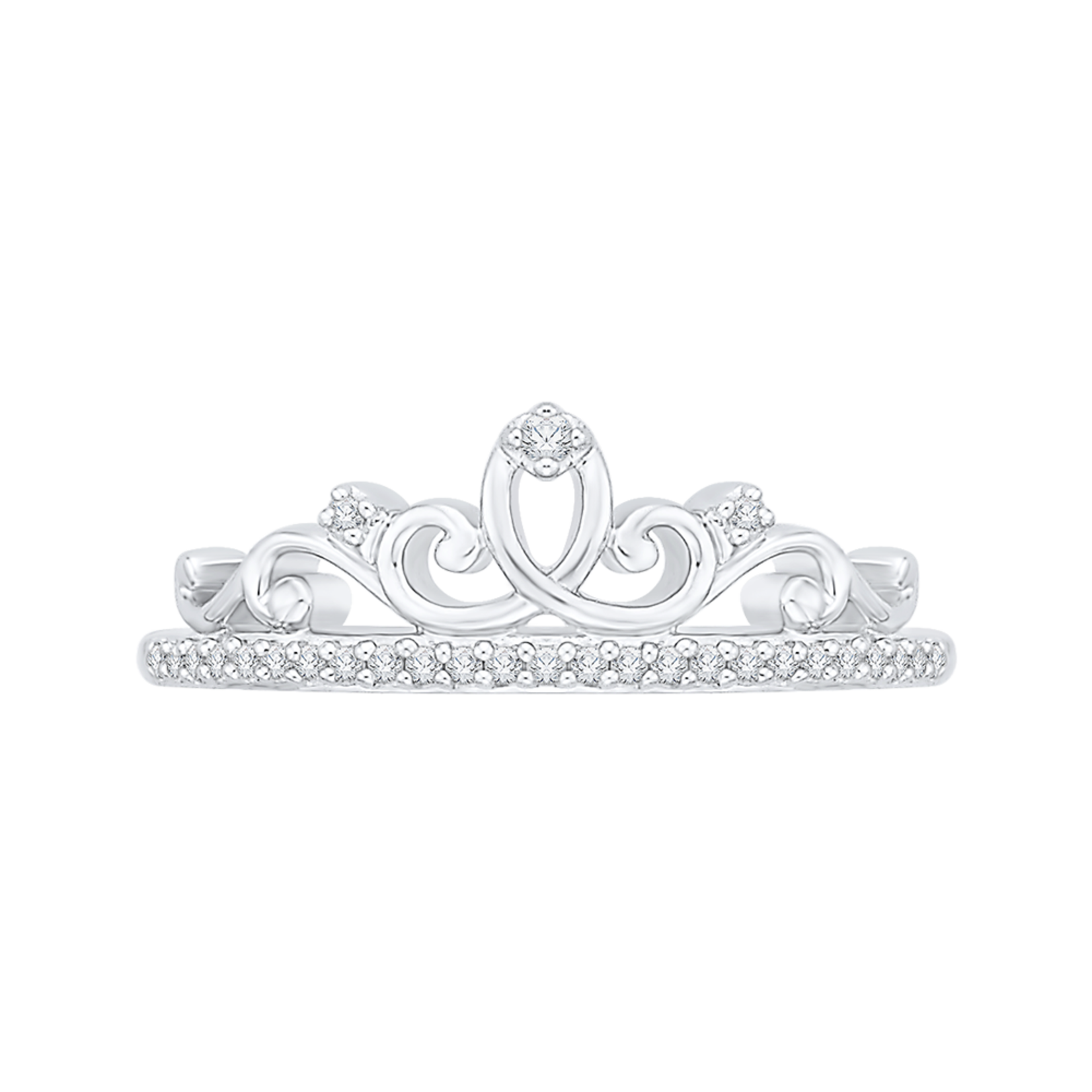 10k White Gold Diamond Crown Ring