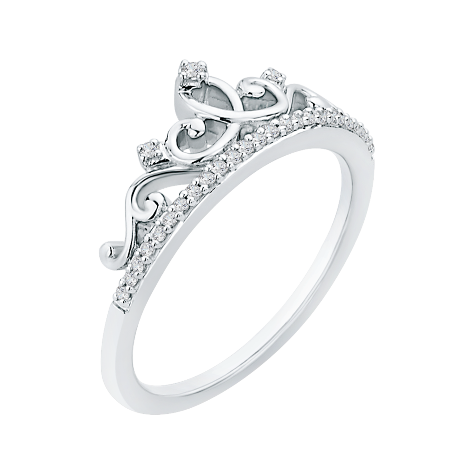 10k White Gold Diamond Crown Ring