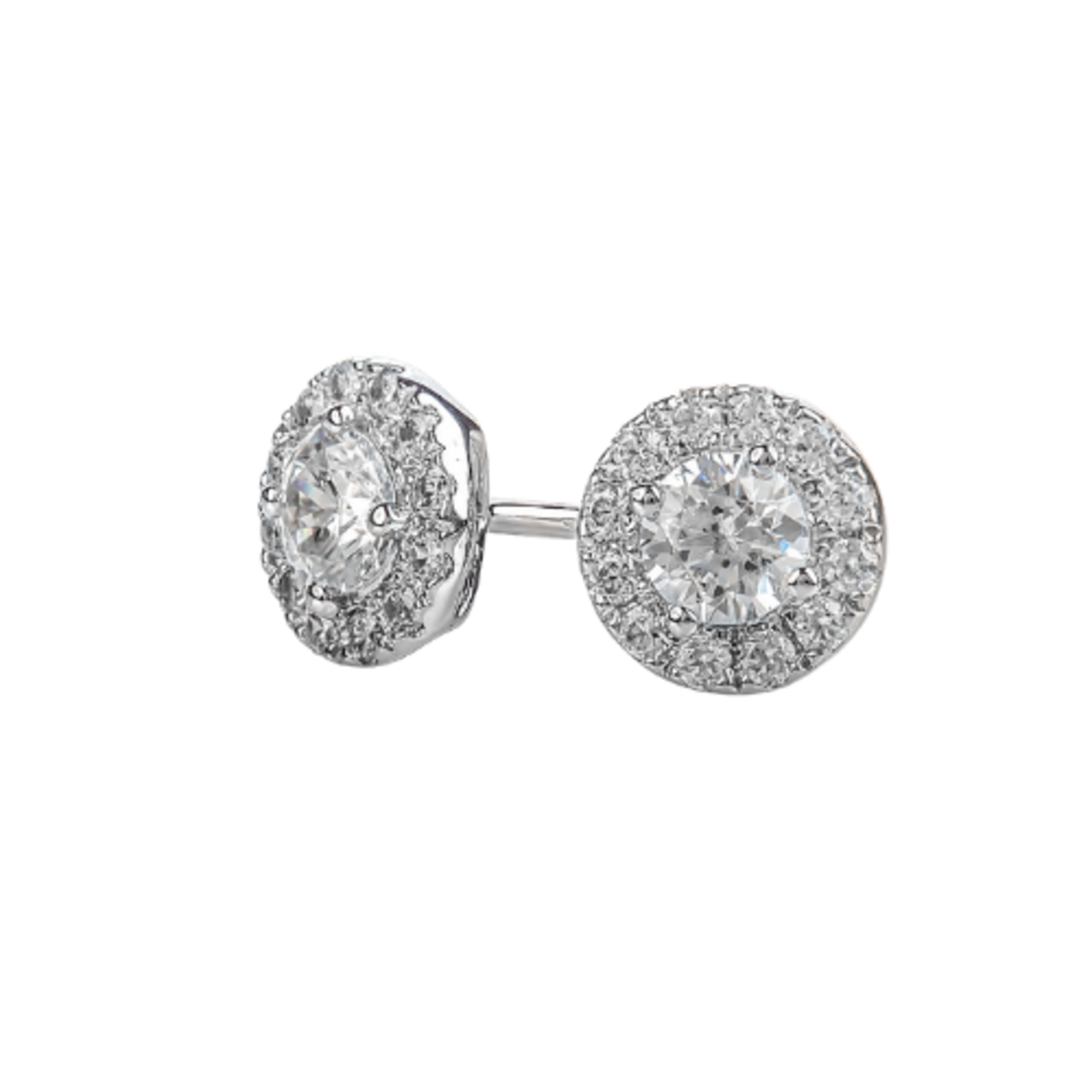 14k White Gold Halo Diamond Studs - 0.75 CTW