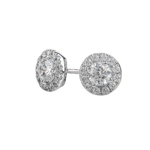14k White Gold Halo Diamond Studs - 0.75 CTW