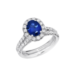 18k White Gold Oval Sapphire & Diamond Ring