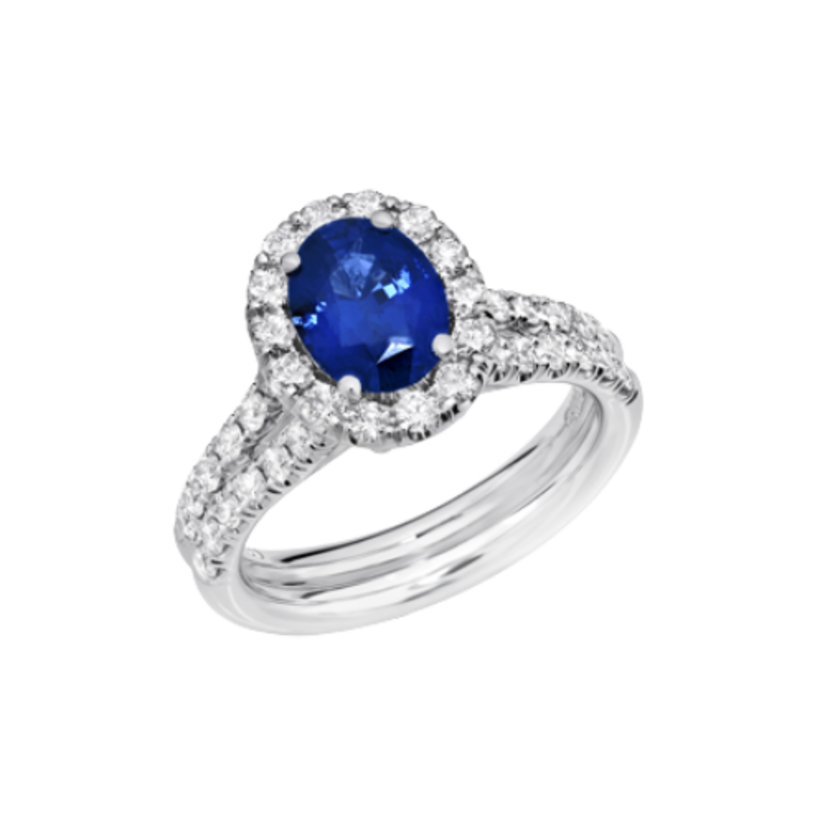 18k White Gold Oval Sapphire & Diamond Ring