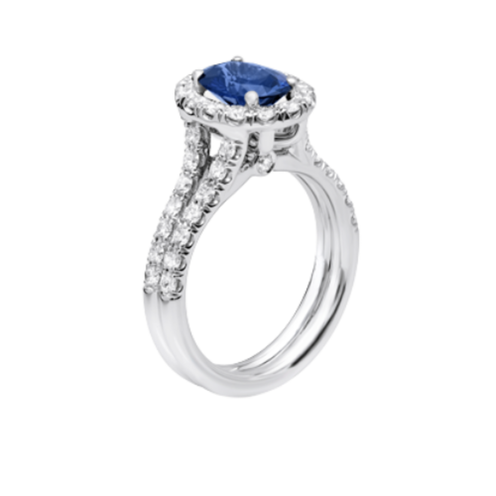 18k White Gold Oval Sapphire & Diamond Ring