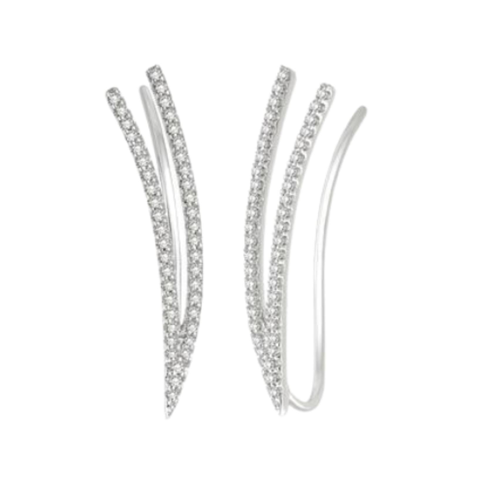 14k White Diamond Climber Earrings