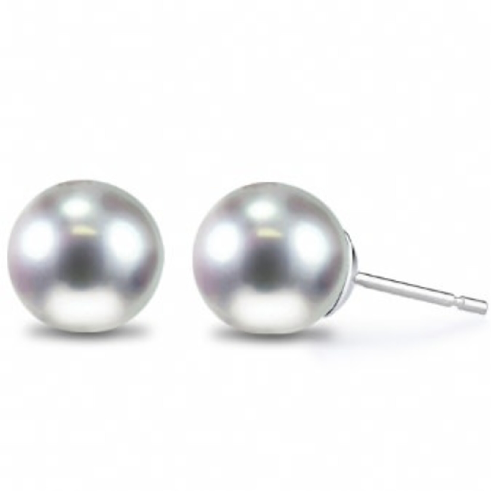 14K White gold 4mm AA Quality Akoya Studs