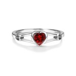 Sterling Silver Heart  Birthstone Ring - January