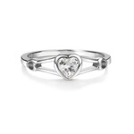 Sterling Silver Heart Birthstone Ring - April