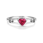Sterling Silver Heart Birthstone Ring - July