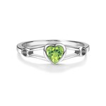 Sterling Silver Heart Birthstone Ring - August