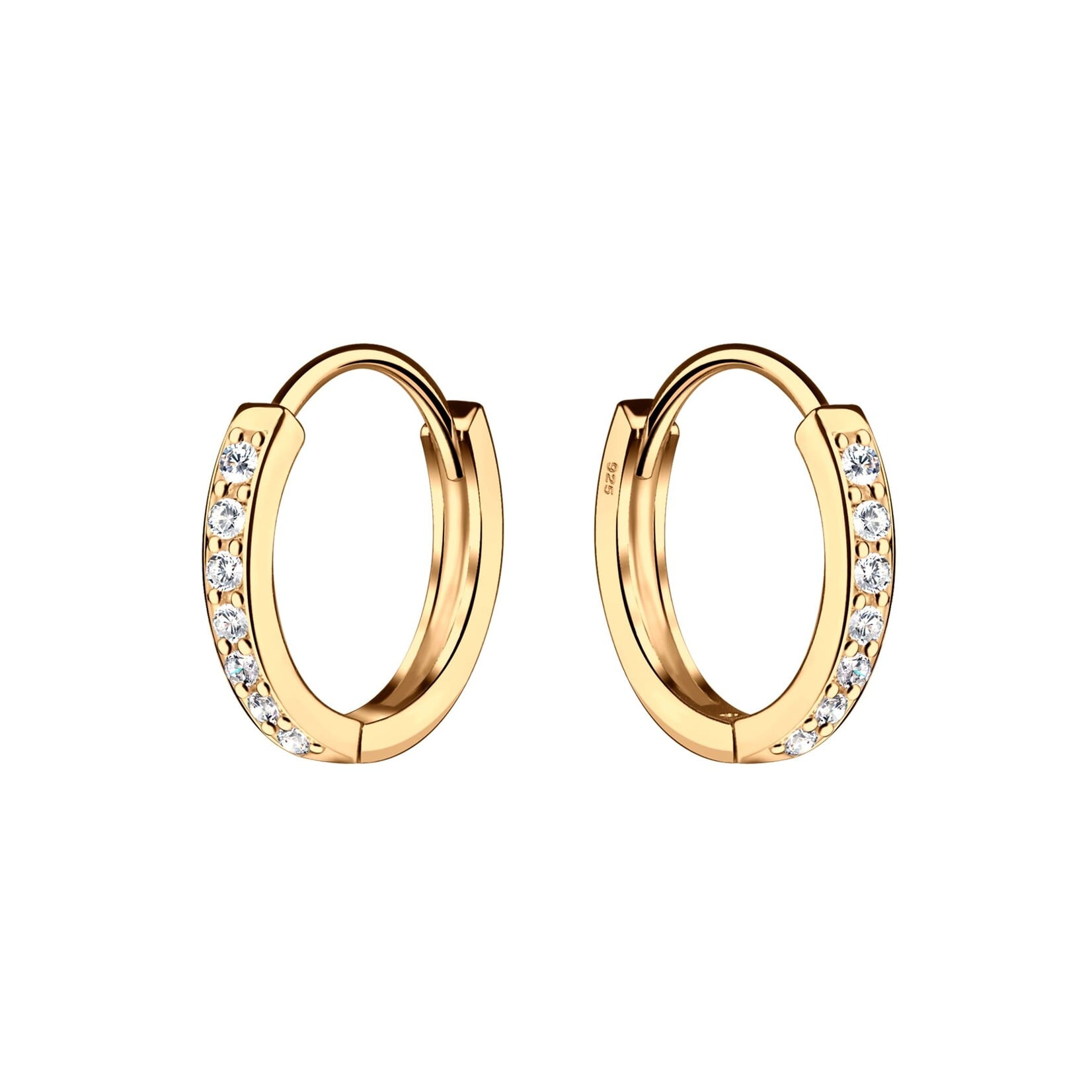 14K Gold-Plated Huggie Hoop Earrings with CZs