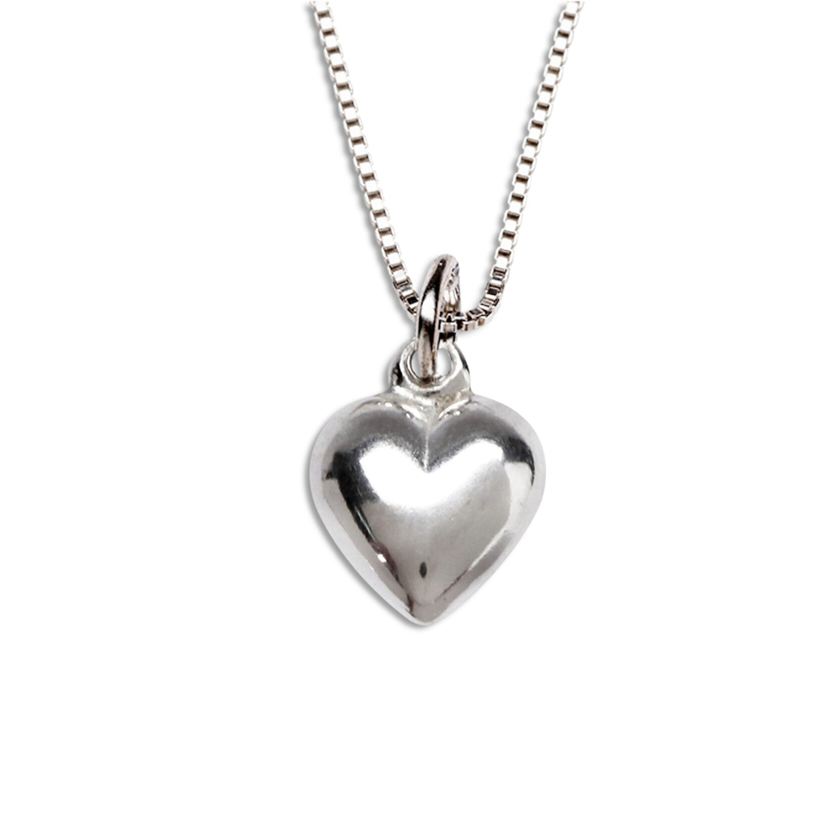 Sterling Silver Children's Puff Heart Necklace