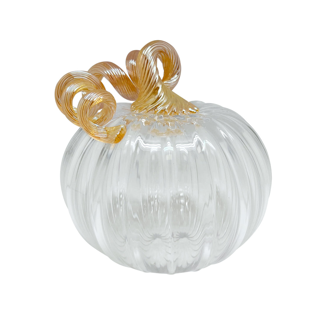 Clear and Gold Glass Medium Pumpkin