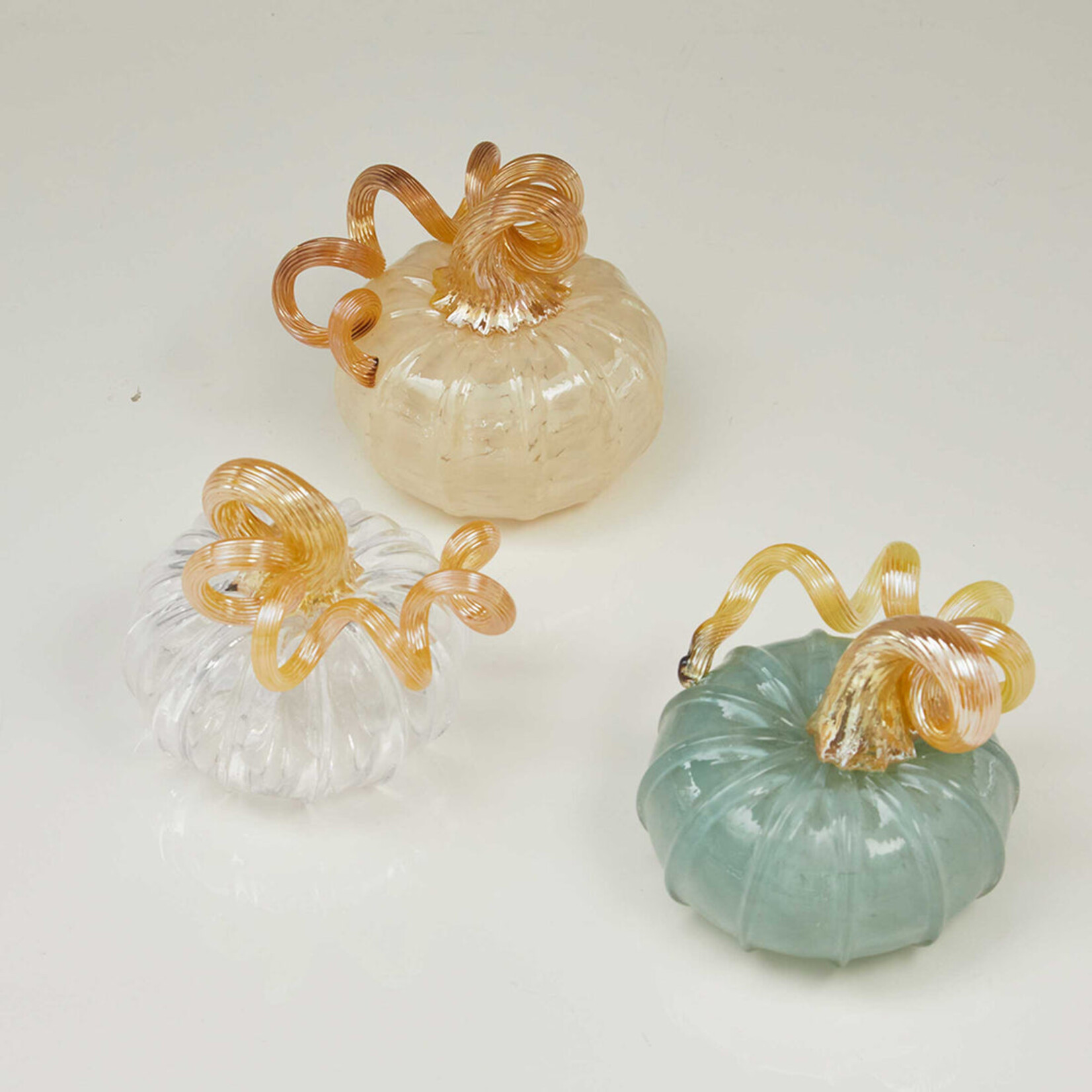Clear and Gold Glass Medium Pumpkin