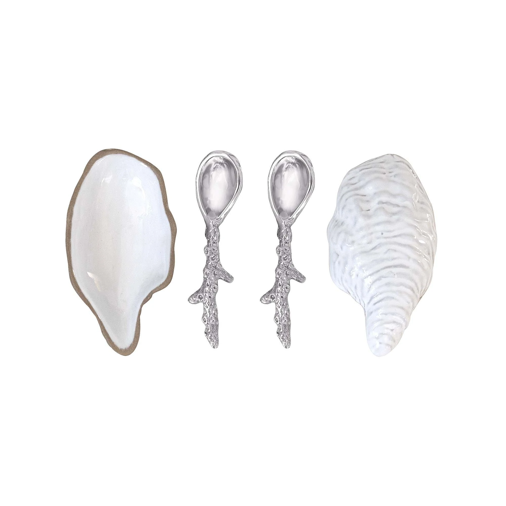 Oyster Ceramic Open Salt Spoon Set