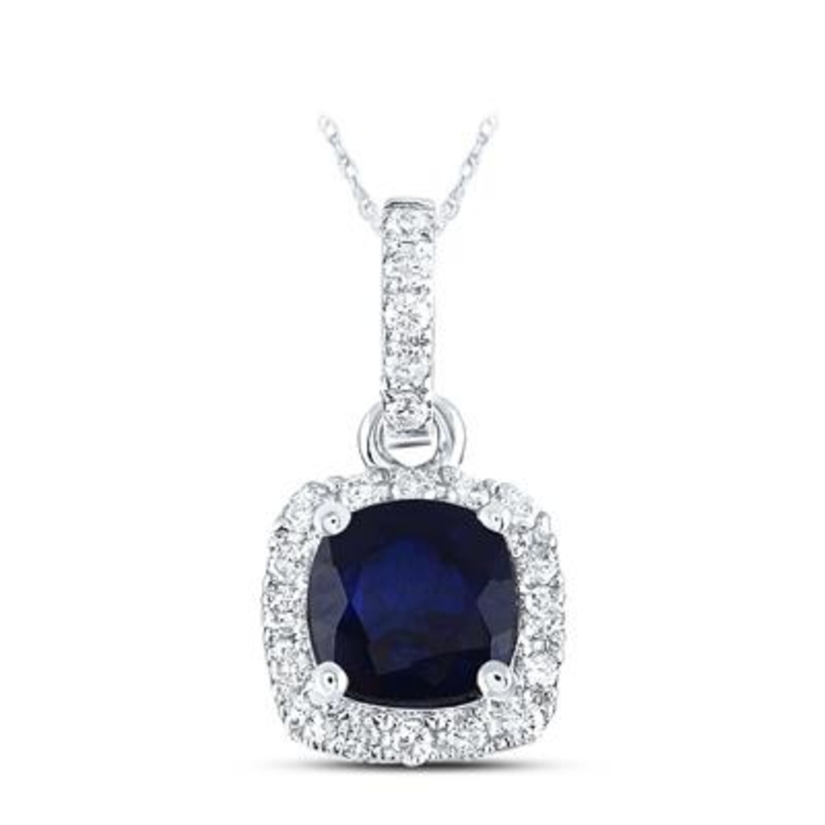 14k White Gold Sapphire & Diamond Pendant