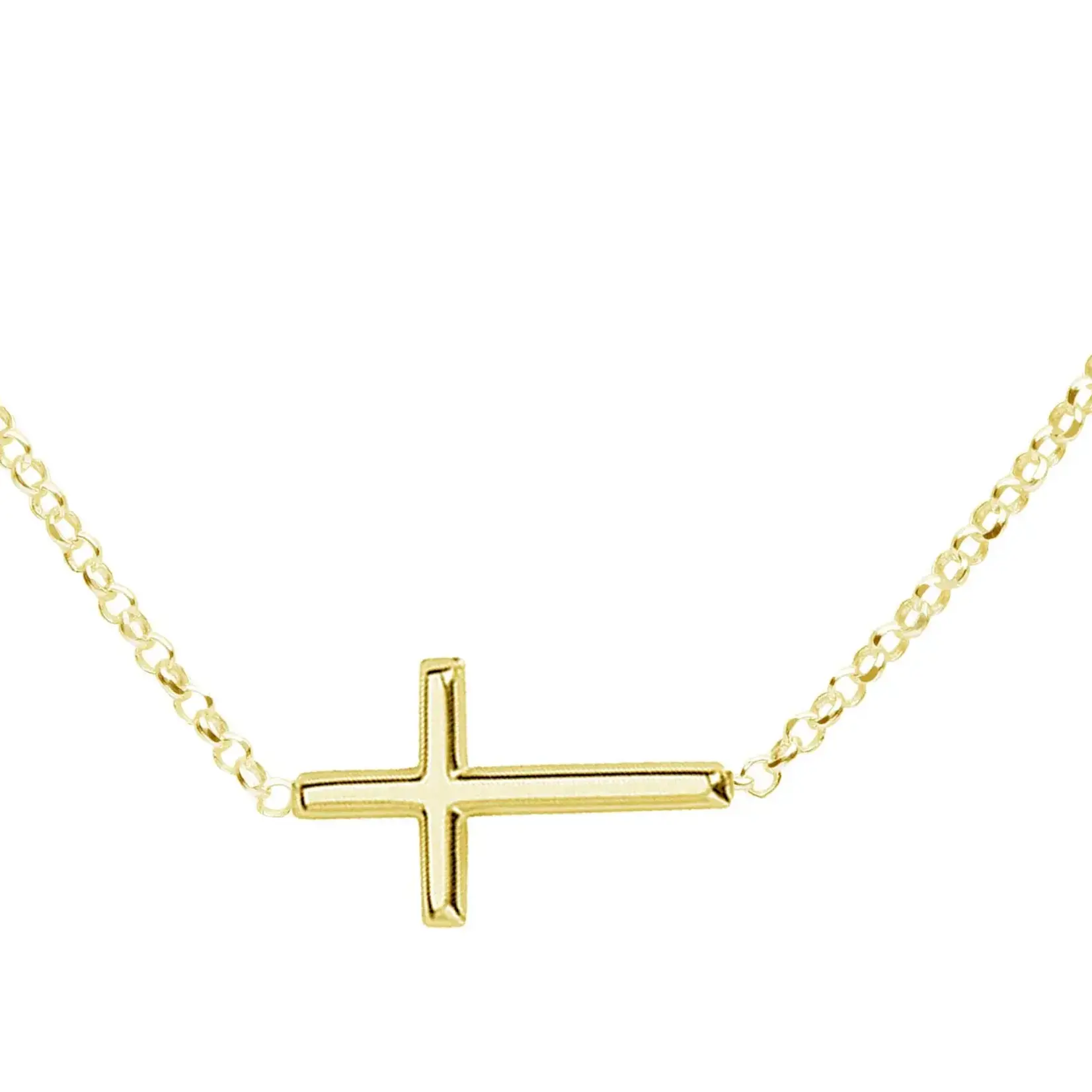 14K Gold-Plated Children's Horizontal Cross Necklace