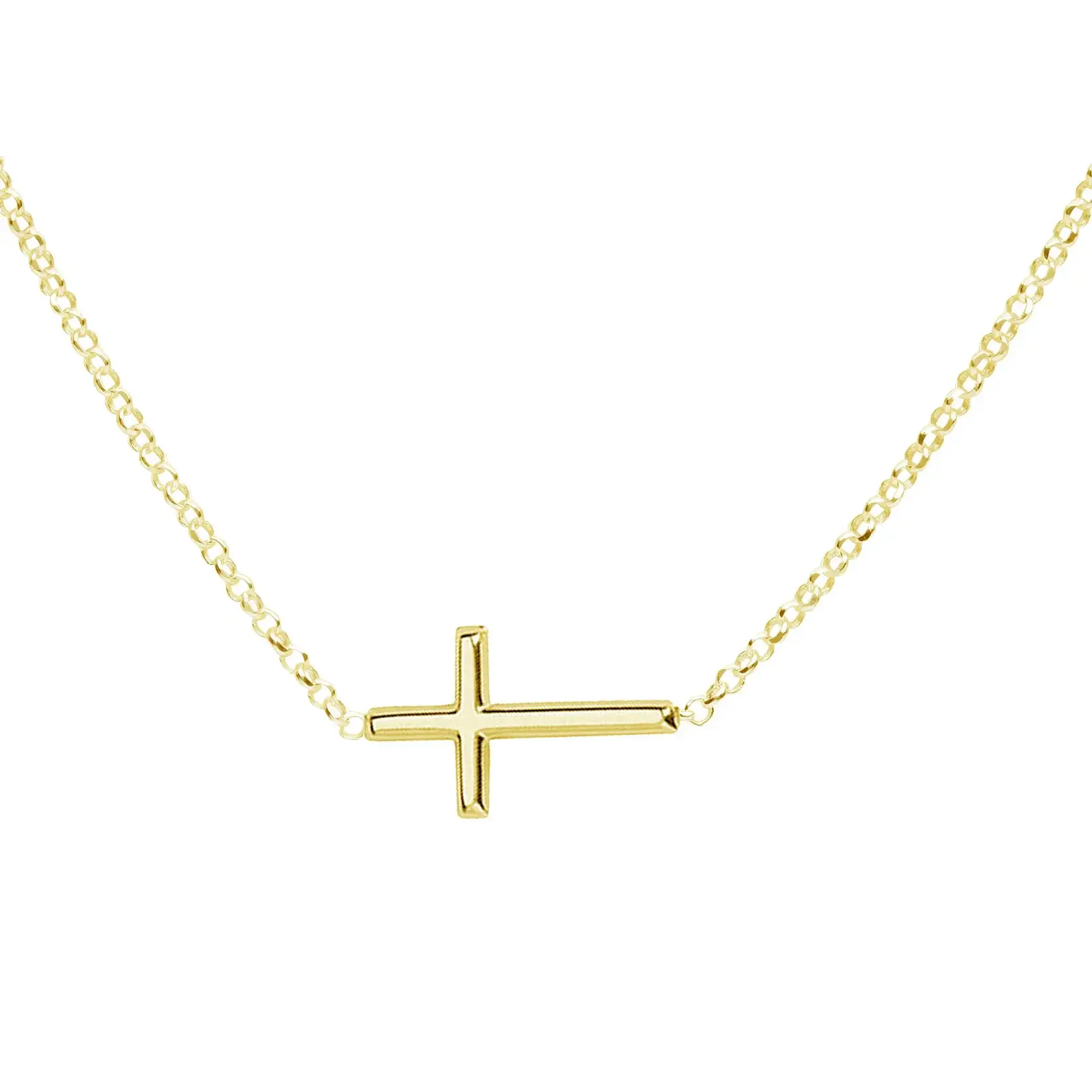 14K Gold-Plated Children's Horizontal Cross Necklace