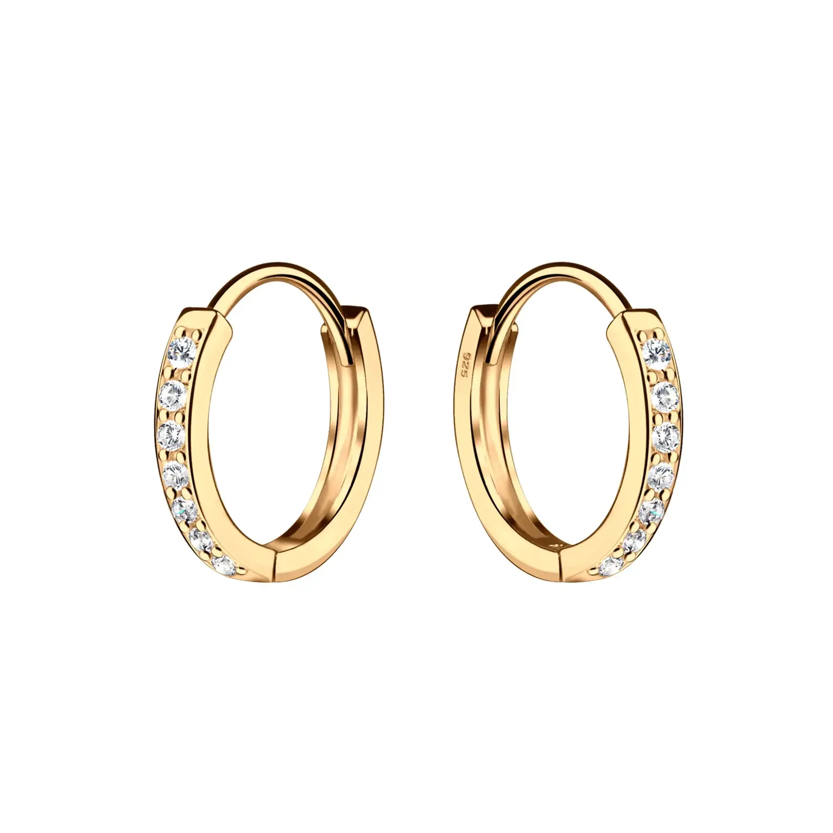 14K Gold-Plated Huggie Hoop Earrings with CZs